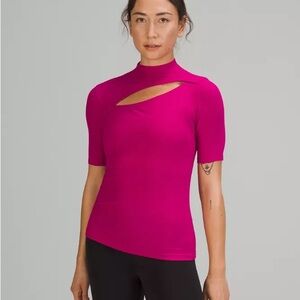 Lululemon Athletica Pink Asymmetrical Mandarin Collar Tee